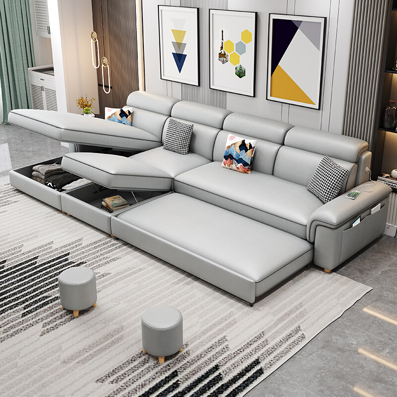 约布艺沙发床2023网红客厅小户型贵妃科技布折叠两用多功能-图0
