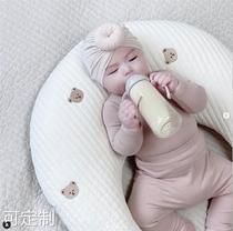 ins newborn baby suckling pillow baby embroidery hug pillow cotton moon back cushion children bed pillows can be removed