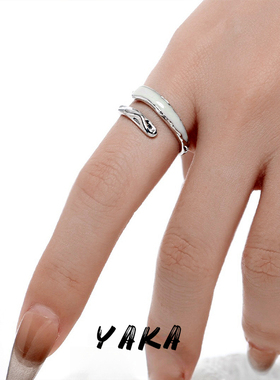 珐琅甜酷不规则肌理感食指指环女