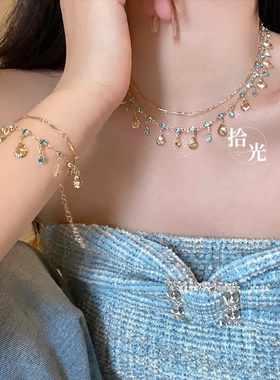 异域公主！蓝钻贝壳手链轻奢小众精致度假风叠戴手饰女高级感配饰