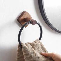 Walnuts Wood Free Stiletto Towel Ring Bathroom Toilet Solid Wood Round Woolen Towel Rack Creativity Hang