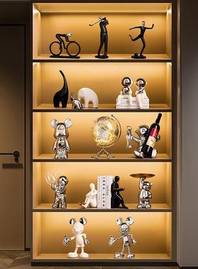 轻奢风高档酒柜装饰品摆件暴力熊家居客厅餐边柜子红酒架礼物套装