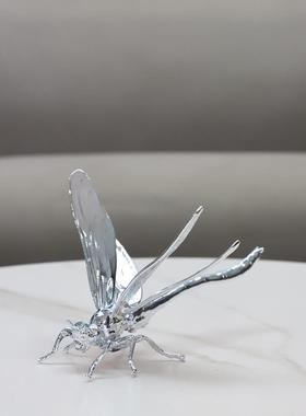简约创意金属蜻蜓摆件电镀工艺品家居玄关酒柜桌面样板间展厅装饰
