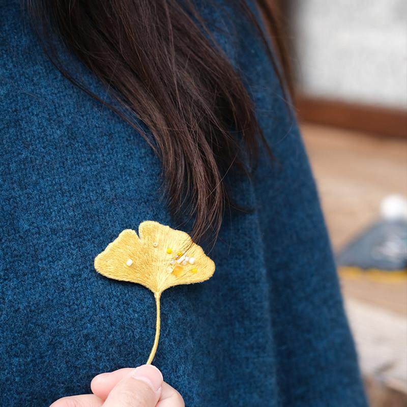 38女神节礼物珠绣手工diy法式刺绣立体银杏叶胸针扣材料包,淘宝优惠券,粉丝福利购,淘宝优惠卷