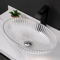 Terrace Die Cast Crystal Glass Basin Art Round Pumpkin Light Lavish Hotel Wash Basin Bathroom for Home