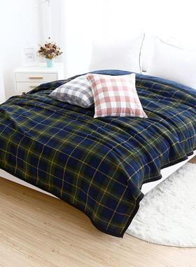 日式春夏凉盖毯毛毯子单双人格子床上毯子珊瑚绒双面保暖外销