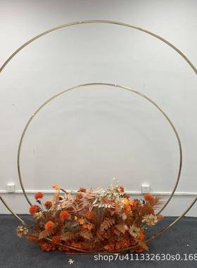 新款婚庆圆环拱门大型铁艺背景花门户外草坪圆形婚礼道具圆架子