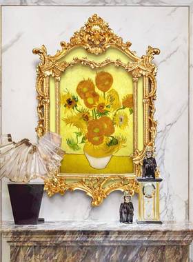 玄关装饰画欧式挂画梵高花卉向日葵油画轻奢走廊美式餐厅别墅壁画