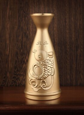 黄铜分酒器仿古中式酒壶家用摆件龙凤鱼纹招财酒具礼盒装