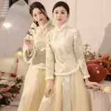 Утепленное платье подружки невесты, удерживающий тепло лонгслив, китайский стиль, для подружки невесты, изысканный стиль