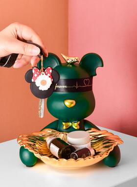 收纳摆件托盘f玄关客厅熊家居装饰暴力钥匙品入户进门口放轻奢高