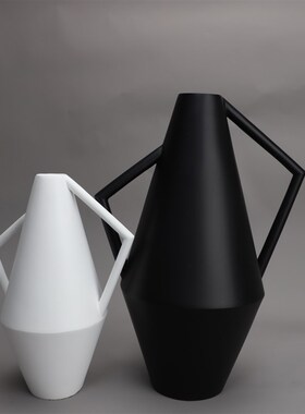 现代简约双f耳壶树脂花器花插样板房售楼部卧室书房客厅餐厅摆件