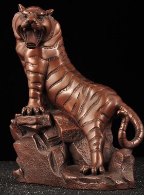 紫铜生肖老虎摆件上山q虎虎啸山河工艺品家居客厅书房办公室装饰