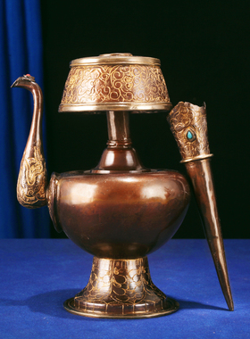 纯紫铜雕花藏式用品尼泊尔工艺文巴壶净水瓶贲巴家居X摆饰宝瓶多