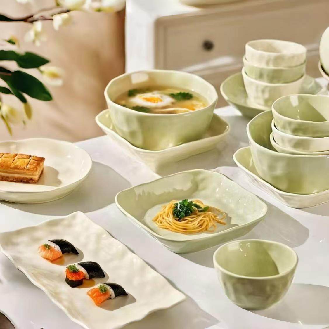 奶油风鱼盘家用陶瓷2024新款网红蒸鱼盘子高级感12英寸长盘菜盘子