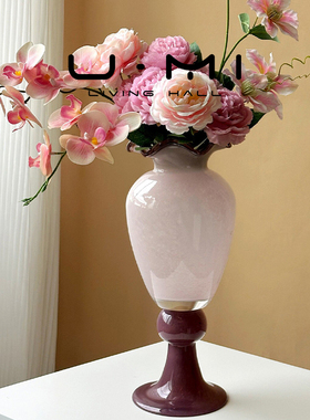 U Mi LIVING · 归莳 | 法式粉色琉璃花瓶客厅玄关插花器小众摆件