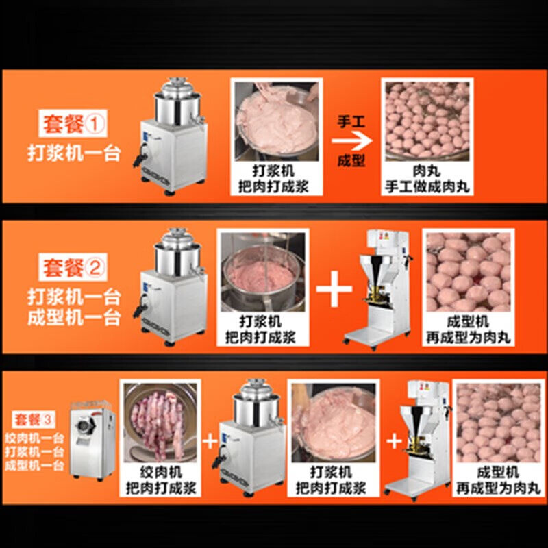 米聆福鼎肉片肉泥肉丸打浆机商用打肉浆机搅拌机打肉馅鱼丸绞肉机-图1