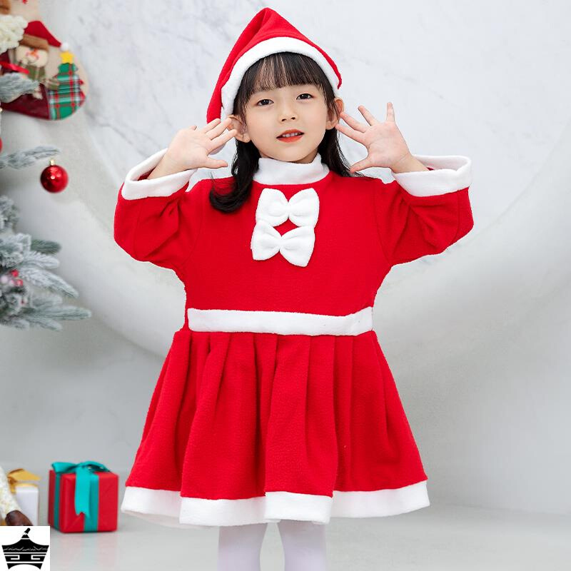 圣诞节儿童服装男女童幼儿园演出服饰小女孩表演套装圣诞老人衣服