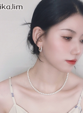 ins风施家珍珠锁骨链女高级感