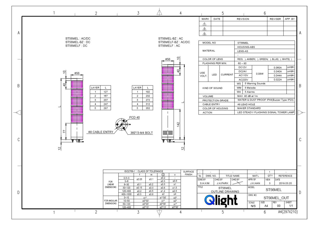 -Qlight可莱特 ST56MEL-BZ-3 1 2 4 5 ST56MELF LED信号灯警示灯 - 图3