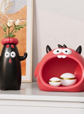 大嘴小怪兽玄关钥匙收纳摆件入户门鞋柜家居桌面装饰品乔迁礼物