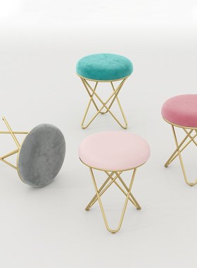 北欧化妆椅网g红椅子轻奢家居客厅凳卧室梳妆凳奶茶店美甲店圆凳