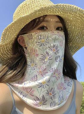 夏季全脸防晒面罩女开车骑行防紫外线围脖面纱口罩遮脖子护颈套