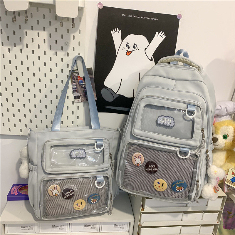 韩国新款学院风大容量双肩包女透明痛包学生书包日常百搭校园背包,淘宝优惠券,粉丝福利购,淘宝优惠卷