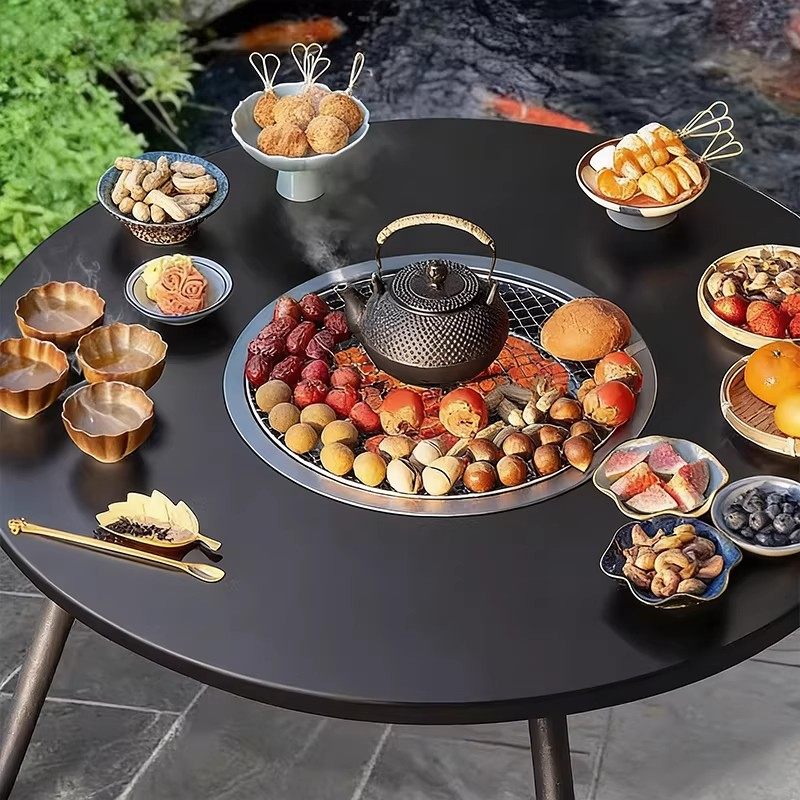 碳钢围炉茶煮户外防烫露营茶桌阳台木炭烤肉家用室内取暖烤火桌子,淘宝优惠券,粉丝福利购,淘宝优惠卷