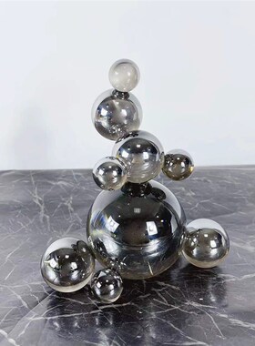 现代简约欧式几何水晶雪人桌C面摆件样板房售楼处软装饰品