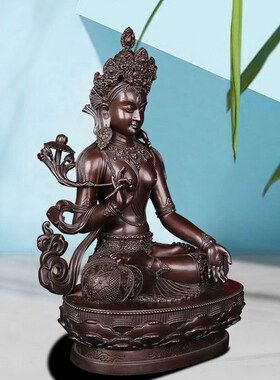 藏传纯铜白度母像摆件迷你小y像随身带藏传3寸5寸7寸1尺铜像