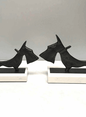 复古做旧b创意黑色金色金属狗儿童房小狗摆件样板房售楼处软装饰