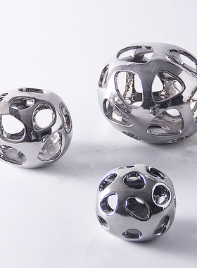 北欧镂空几何金属球样板房酒店会所摆设儿童M房间艺术品电视柜摆