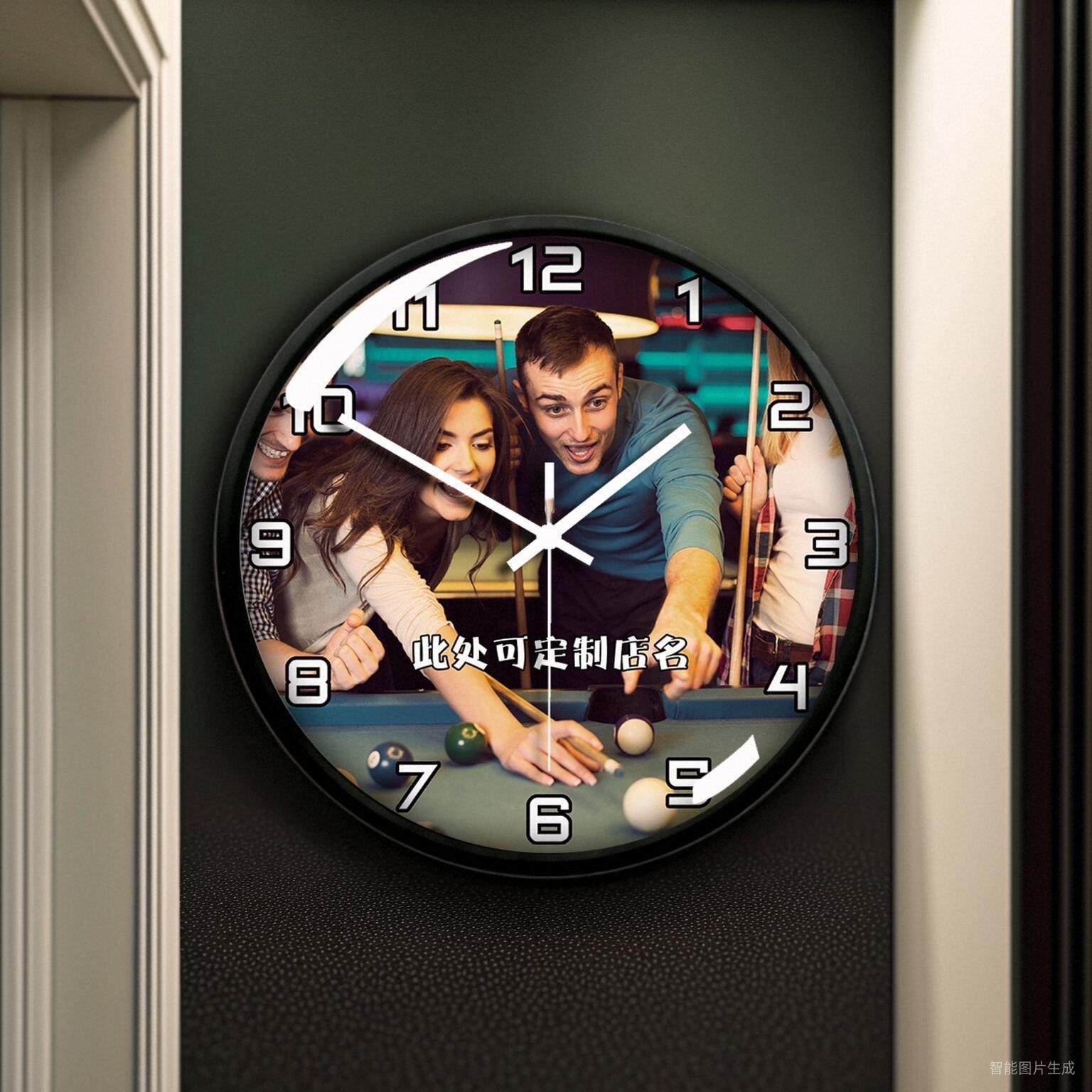 台球厅定制挂钟表台球馆室用品个性创意装饰石英钟桌球俱乐部时钟,淘宝优惠券,粉丝福利购,淘宝优惠卷