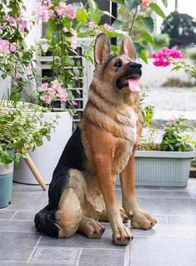 家点靓 动物雕塑工艺品大号狼狗摆件家居客厅庭院装饰品落地摆设