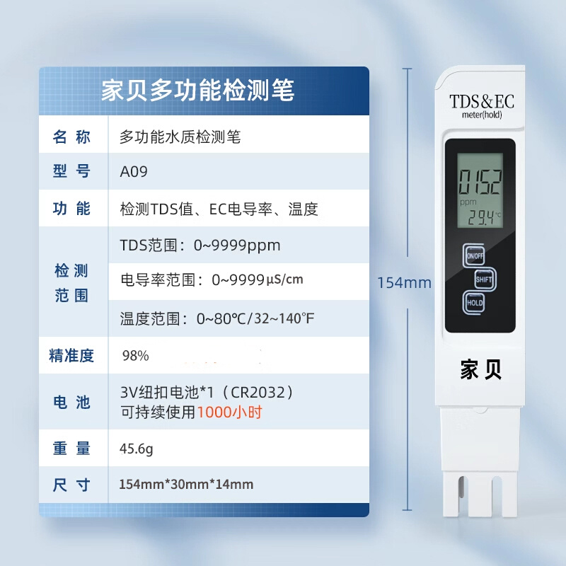 家用电导率测试笔tds水质检测笔高精度测净水器笔多功能测水仪器 - 图1