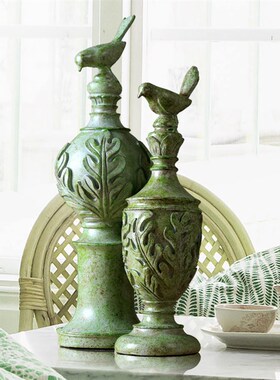 美式树脂工艺f品摆件玄关摆设电视柜装饰品创意绿色餐桌客厅样板