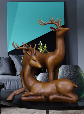 欧式鹿摆件创意美式家居摆设客厅玄E关电视柜酒柜软装饰品结婚礼