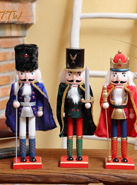 欧式胡桃夹子木偶兵儿童房摆设创意酒柜电视P柜客厅家居木质礼物