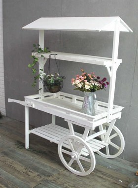 复古餐饮店服装i店铺门口落地花车花架摆件吸引人庭院花园造景布