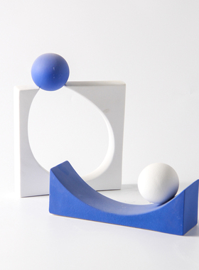 现代简约陶瓷几何球体定格摆件北欧样板间抽O象手绘圆点花瓶装饰