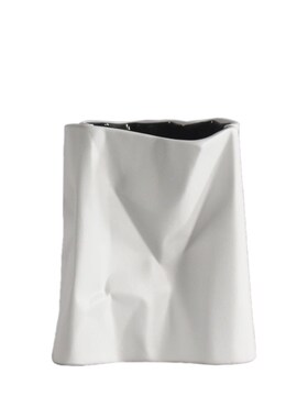 设计师款现代欧式高级感极简白色纸袋花瓶L家用客厅餐桌装饰插花