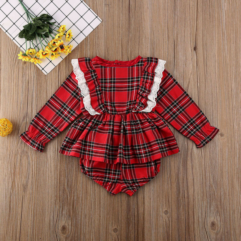 Newborn Toddler Baby Girl Lace Long Sleeve Romper Clothes Dr - 图2