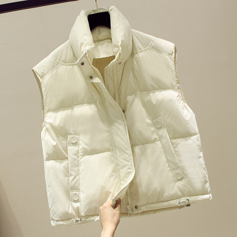 韩国秋冬马甲女立领无袖白鸭绒羽绒服设计感小众保暖短款马夹外套