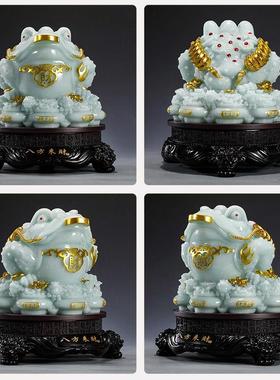 招财金蟾摆件三足蟾蜍金蝉八方来财办公室公司柜台开 业礼品装饰