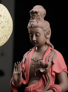 久造陶瓷大号禅意自在观音菩萨摆件新中式会所客厅玄关工艺礼品摆