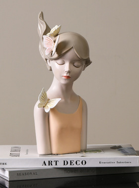 创意蝴蝶女孩摆件轻奢风北欧客厅玄关电L视柜样板间桌面软装饰品