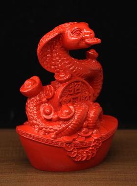 天然朱砂红蛇饰火属性十二生肖蛇形吉祥物五行缺火饰
