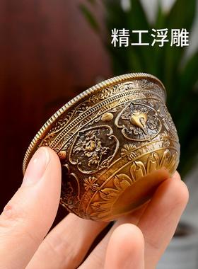 佛前供水杯用品杯铜供水碗小号家用八吉祥圣水杯七供杯摆件