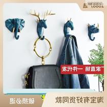 Creative Action Clothes Hook Free Deer Head Decoration Paste Hung Clothes Hook Wall Keycoat Hole Cap Hook Door Rear Spoon Rack